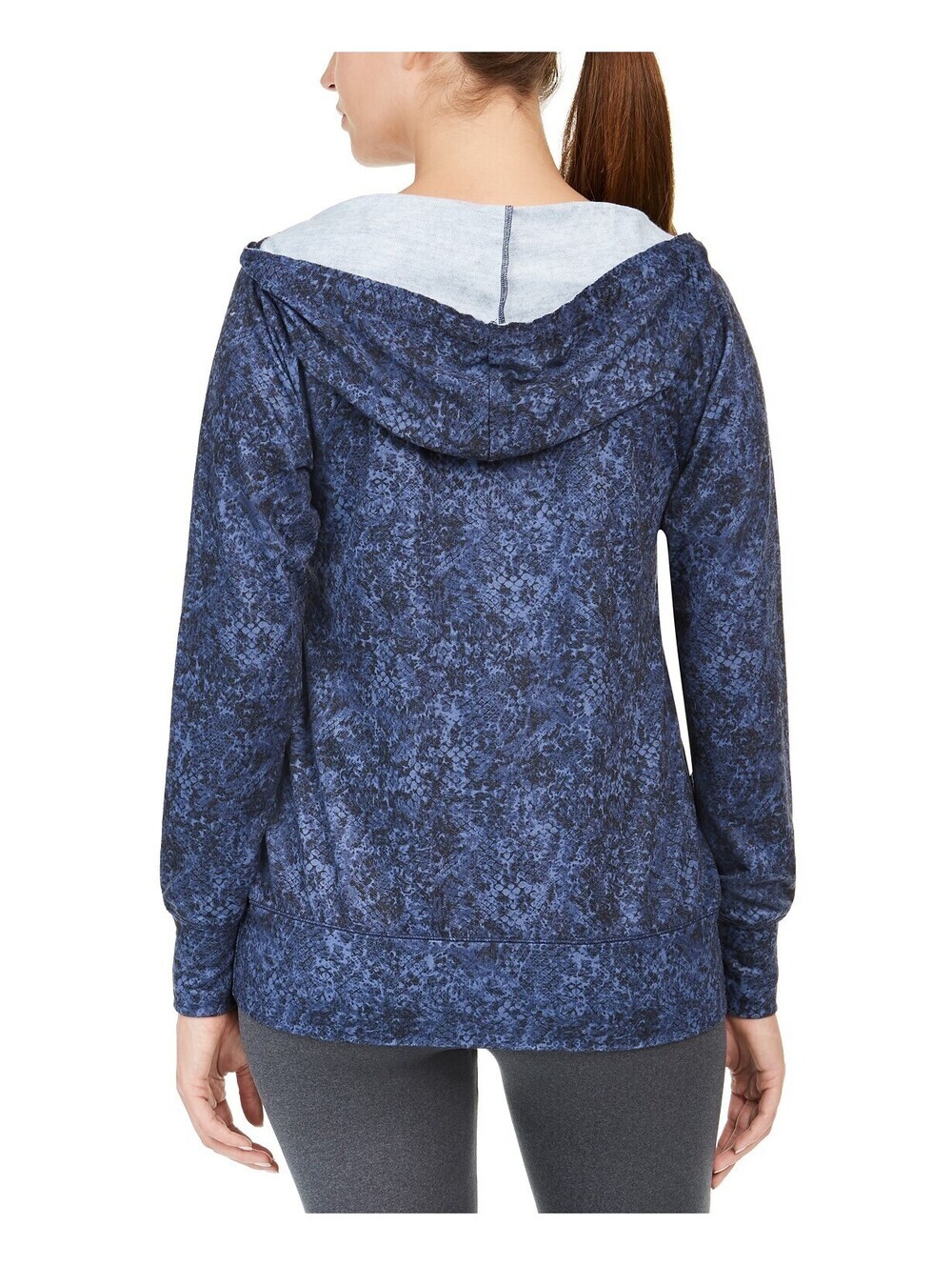 Ideology Womens Activewear Python Printed V Neck Hoodie Size XS